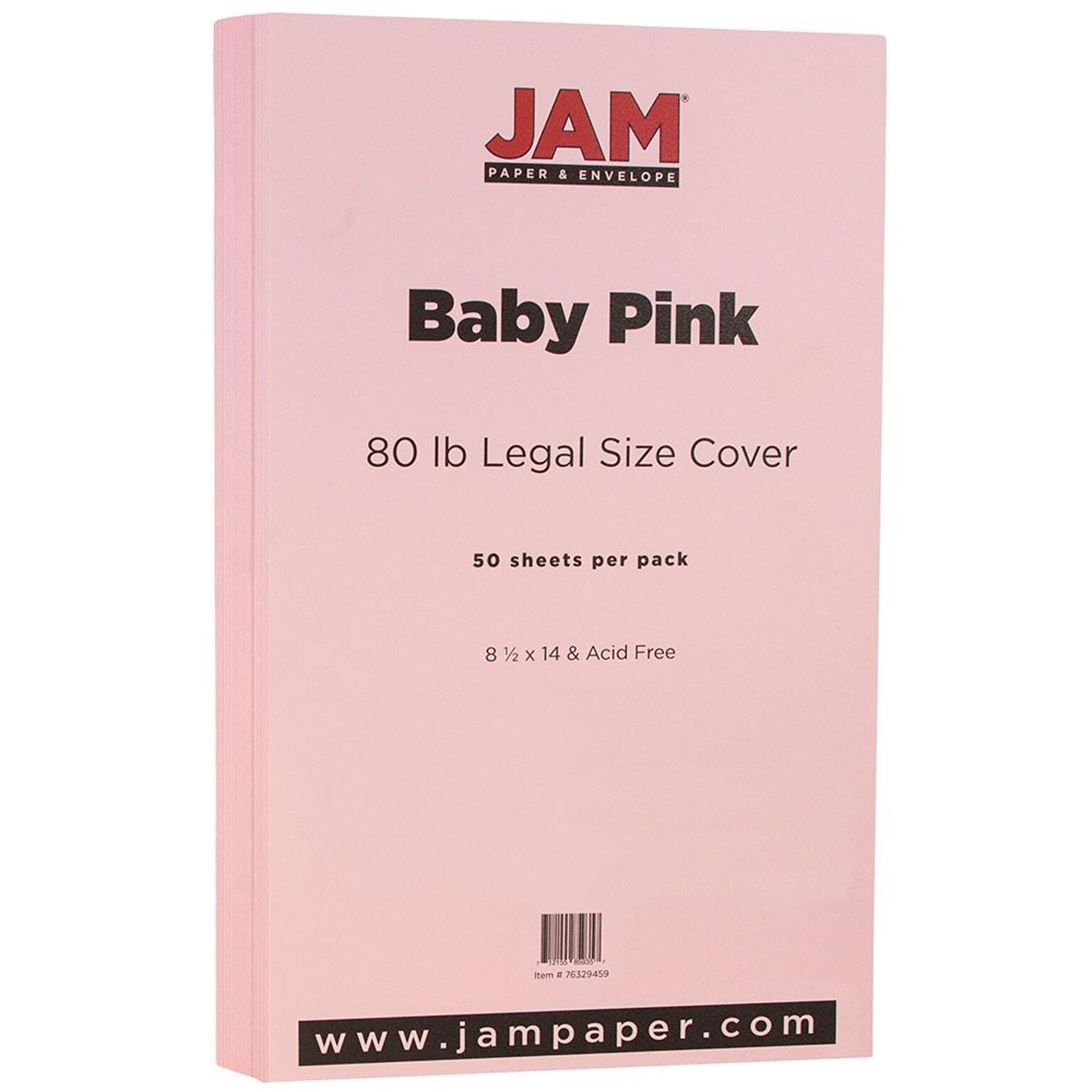 JAM Paper® Matte Legal Cardstock, 8.5 x 14, 80lb Baby Pink, 50/pack (76329459)