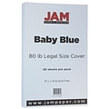 JAM Paper® Matte Legal Cardstock, 8.5 x 14, 80lb Baby Blue, 50/pack (76329467)