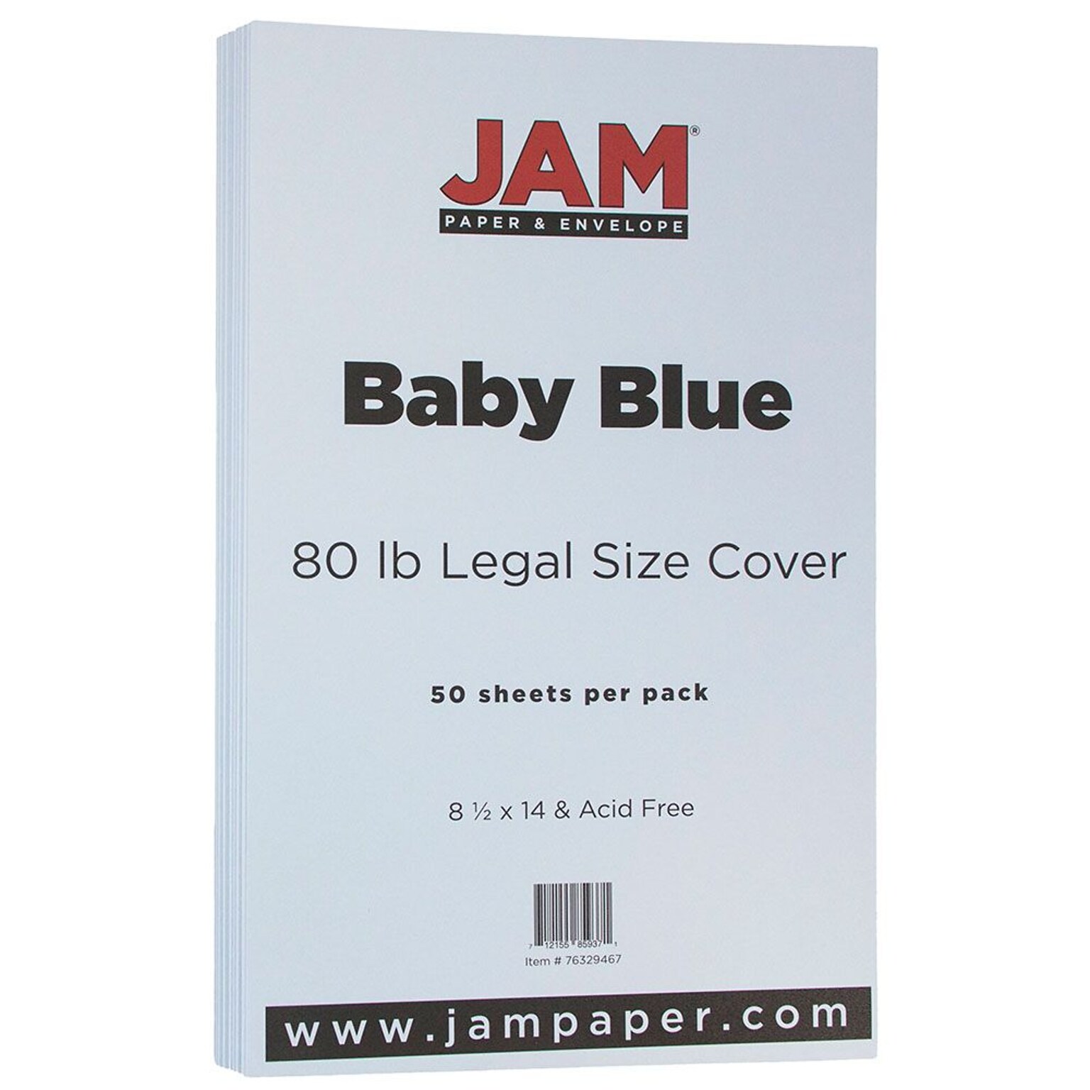 JAM Paper® Matte Legal Cardstock, 8.5 x 14, 80lb Baby Blue, 50/pack (76329467)