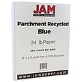 JAM Paper® Parchment Colored Paper, 24 lbs., 8.5 x 11, Blue Recycled, 100 Sheets/Pack (96600200)