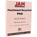 JAM Paper® Parchment 24lb Paper, 8.5 x 11, Pink Recycled, 100 Sheets/Pack (96600900)