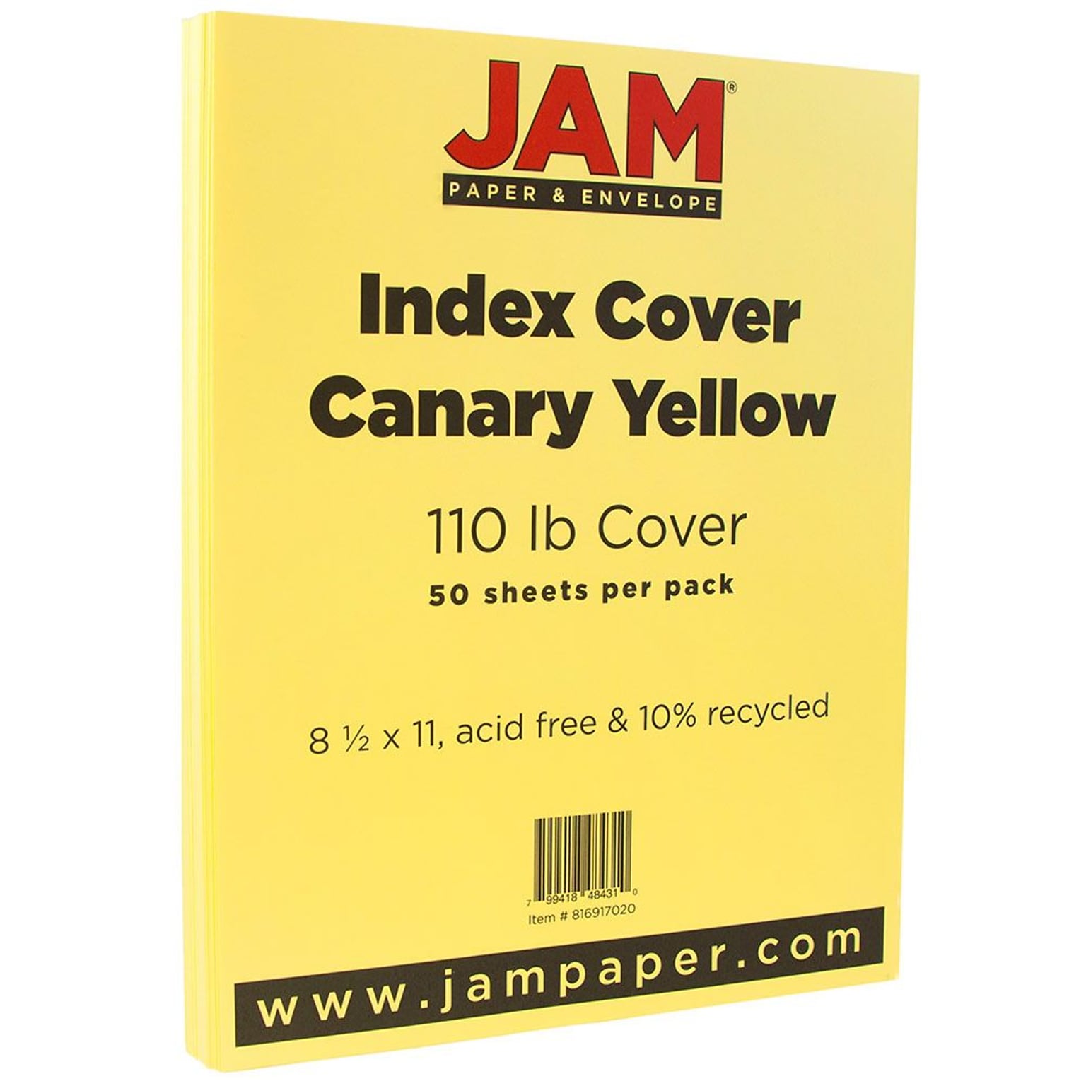 JAM Paper Vellum Bristol 110 lb. Cardstock Paper, 8.5 x 11, Canary Yellow, 50 Sheets/Pack (816917020)