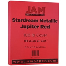 JAM Paper® Metallic Cardstock, 8.5 x 11, 110lb Stardream Metallic Jupiter Red, 50/pack (173SD8511JU2