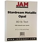 JAM Paper Metallic Colored Paper, 32 lbs., 8.5" x 11", Opal Ivory Stardream, 100 Sheets/Pack (173SD8511OP120)