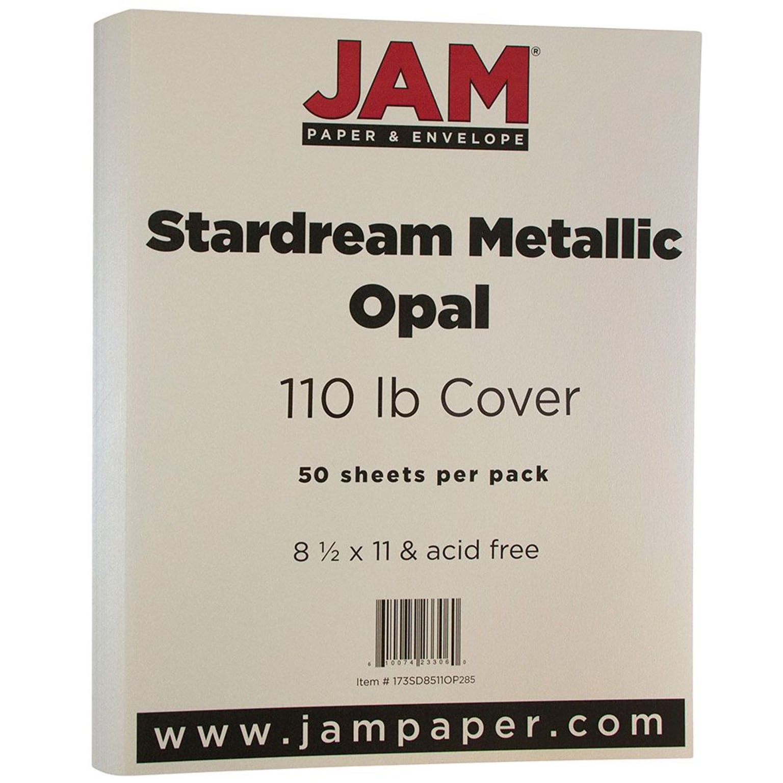 JAM Paper® Metallic Cardstock, 8.5 x 11, 110lb Stardream Metallic Opal, 50/pack (173SD8511OP285)