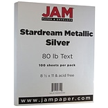 JAM Paper® Metallic 32lb Paper, 8.5 x 11, Silver Stardream Metallic, 100 Sheets/Pack (173SD8511SI120