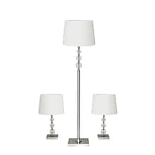 Adesso® Crystal Ball 3-Piece Lamp Set, Brushed Steel (1585-22)