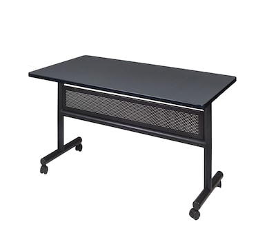 Regency Kobe Flip Top with Modesty Panel 48 x 24 Metal and Wood Training Table, Grey (MKFTM4824GY)