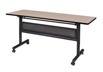 Regency Kobe Flip Top with Modesty Panel 60 x 24 Metal and Wood Training Table, Beige (MKFTM6024BE)
