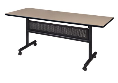 Regency Kobe Flip Top with Modesty Panel 60 x 30 Metal and Wood Training Table, Beige (MKFTM6030BE)