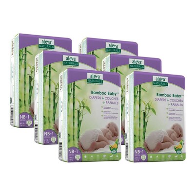 Aleva Naturals® Bamboo Baby® Diapers, Size NB to 1, 192 Count (37844)