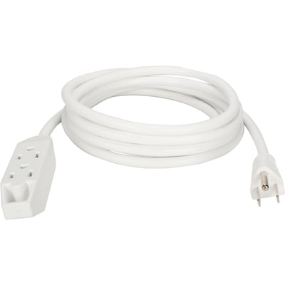 QVS® PC3PX-15WH 15 NEMA 5-15P to NEMA 5-15R 3-Outlets3-Prong Power Extension Cord, White