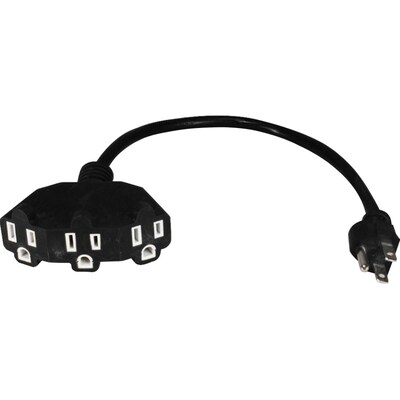 QVS® OutletSaver 12" 3-Outlet AC Power Splitter Adaptor, Black (PP-ADPT3-6PK)