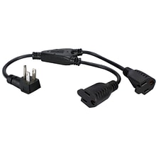 QVS® OutletSaver 12 2-Outlet 90 deg Flat-Plug AC Power Splitter Adaptor, Black (PPRT-ADPT2-2PK)