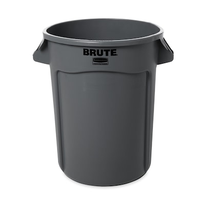 Rubbermaid Brute Plastic Trash Can Container, 32 Gallons, Grey (FG263200GRAY)