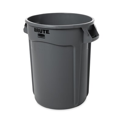 Rubbermaid Brute Plastic Trash Can Container, 32 Gallons, Grey (FG263200GRAY)