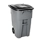 Rubbermaid Brute Plastic Rollout Trash Can with Lid, 50 Gallons, Gray/Silver (FG9W2700GRAY)
