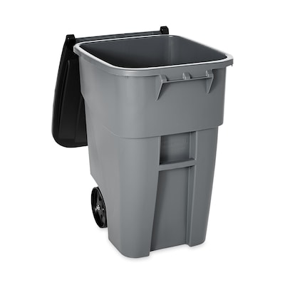 Rubbermaid Brute Plastic Outdoor Trash Can, 50 Gallon, Gray (FG9W2700GRAY)