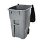 Rubbermaid Brute Plastic Rollout Trash Can Container with Lid, 50 Gallons, Gray/Silver (FG9W2700GRAY)