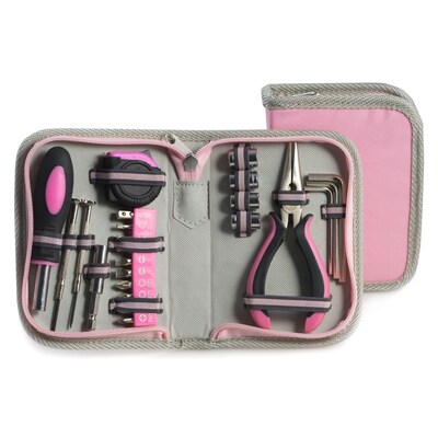 Bey-Berk 23 pc. Tool Set in Pink Canvas Case (BB407)