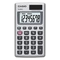 Casio HS-8VA 8-Digit Battery & Solar Pocket Calculator, Silver (HS8VA-SB)