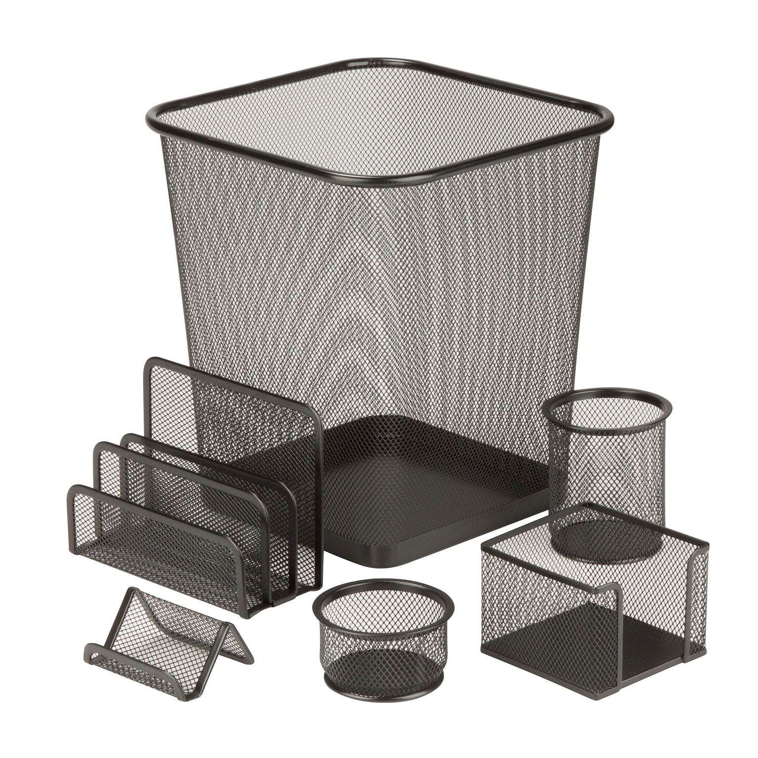 Honey Can Do 6pc Mesh Desk Organization Set, Black (OFC-03491)