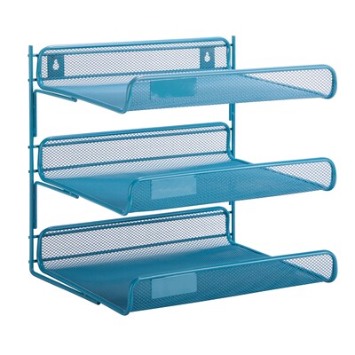 Honey Can Do 3 Tier Mesh Desk Organizer, Blue (OFC-04872)