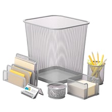 Honey Can Do 6pc Mesh Desk Organization Set, Silver (OFC-06206)