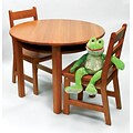 Lipper 29 3/8  Round Wooden Childs Table w/shelf & 2 chairs-Pecan (524P)