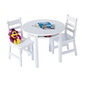 Lipper 29 3/8  Round Wooden Childs Table w/shelf & 2 chairs-White (524W)