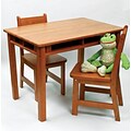 Lipper 23.25 Rectangular Wooden Childs Table w/shelves & 2 Chairs-Pecan Finish (534P)