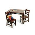Lipper 23.25 Rectangular Wooden Childs Table w/shelves & 2 Chairs-Walnut Finish (534WN)