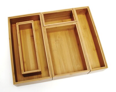 Lipper Bamboo 5pc set Of Org. Boxes consisting Of one each: 8180, 8181, 8182, 8184 & 8185 (88005)