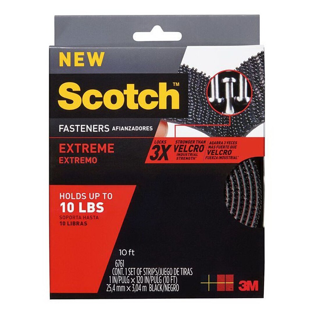 Scotch Extreme Strip Fasteners Black 2 5 Cm X 3 04 M Rf6761 Quill Com