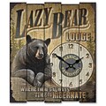 American Expedition  Lazy Bear Lodge Wooden Sign Clock (ID02547)