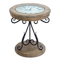EcWorld Enterprises  Urban Designs Natural Exposed Wood Round Clock Coffee And End Table (RTL355629)