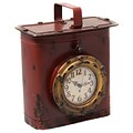 EcWorld Enterprises  Antique Style Weathered Tin Can Porthole Clock With Hidden Storage - Rust (RTL355641)