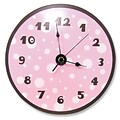 Trend Lab  Pink-Brown Clock Pink Dot- Brown Numbers & Border (TREND028)