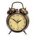 Benzara  6 in. H x5 in. W Metal Table Clock Antique Brass (WLMGC3129)