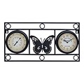 Woodland Import  Clock Thermometer with Bold Metal Butterfly Motif (WLMGC6430)