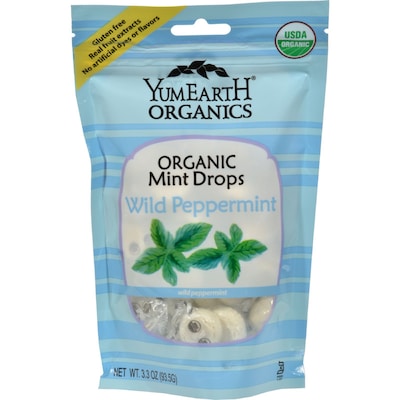 Yummy Earth Organic Candy Drops, Wild Peppermint, 3.3 oz, 3/Pack