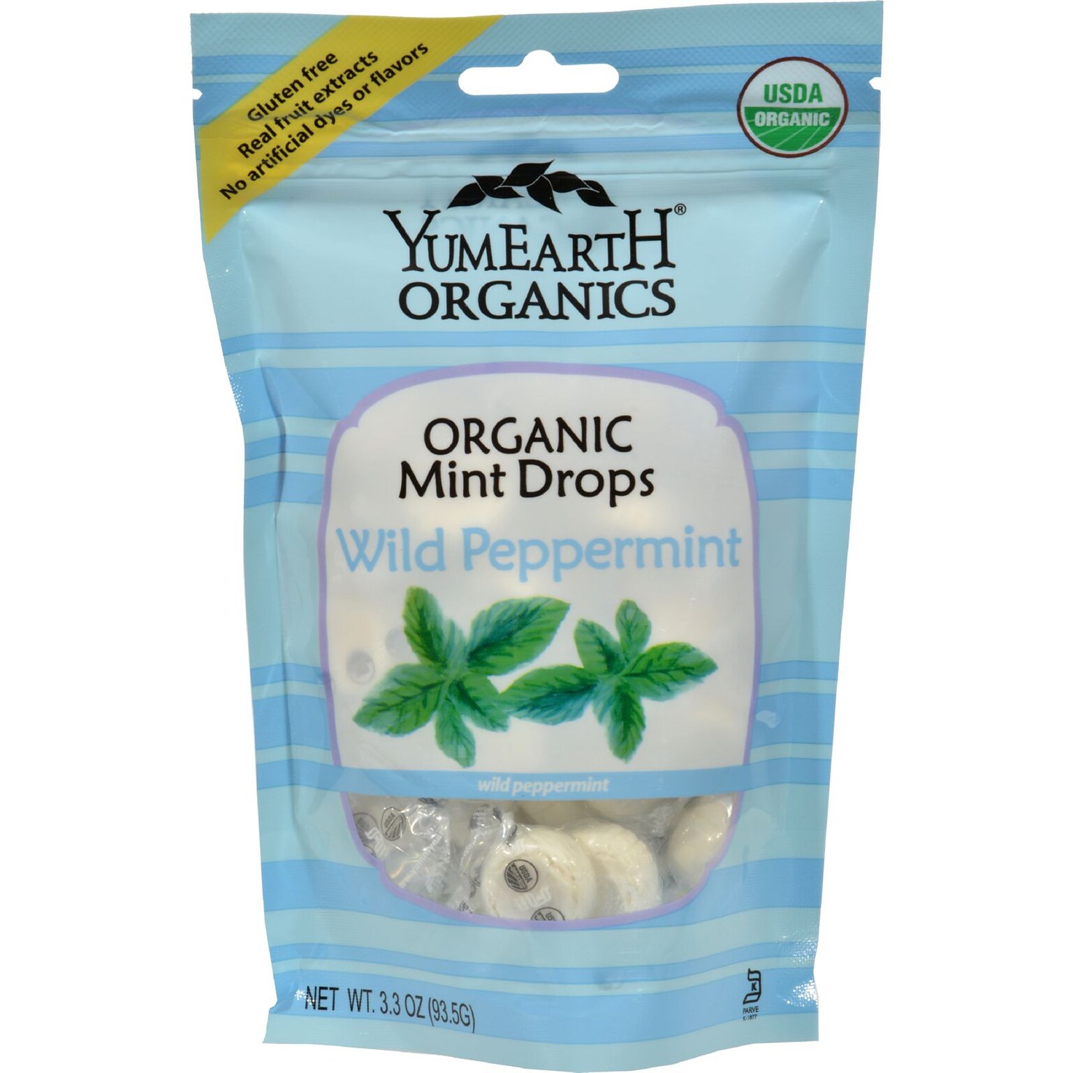 Yummy Earth Organic Candy Drops, Wild Peppermint, 3.3 oz, 3/Pack (85334)