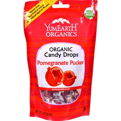 YumEarth Organic Candy Drops Pomegranate Pucker Hard Candy, 3.3 oz., (270-00035)