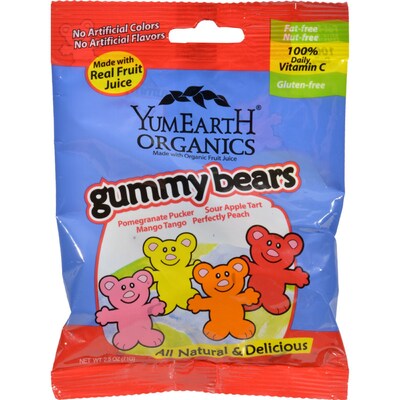 YumEarth Assorted Gummy Bears, 2.5 oz, 12/Pack (270-00019)