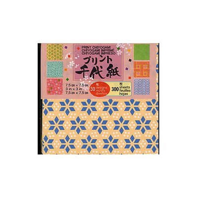 Aitoh Origami Paper 3 In. X 3 In. Print Chiyogami 300 Sheets (PC3-300)