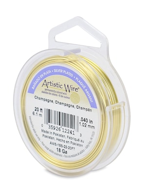 Artistic Wire Spools 20 Ft. Champagne 18 Gauge, Silver Plated (AWS-18S-22-20FT)