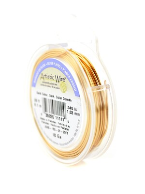 Artistic Wire Spools 20 Ft. Gold 18 Gauge, Silver Plated (AWS-18S-03-20FT)