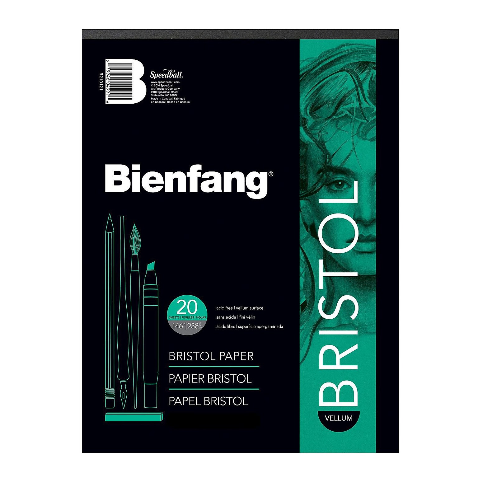 Bienfang 14 x 11 Bristol Sketch Pad, 20 Sheets/Pad (26523)