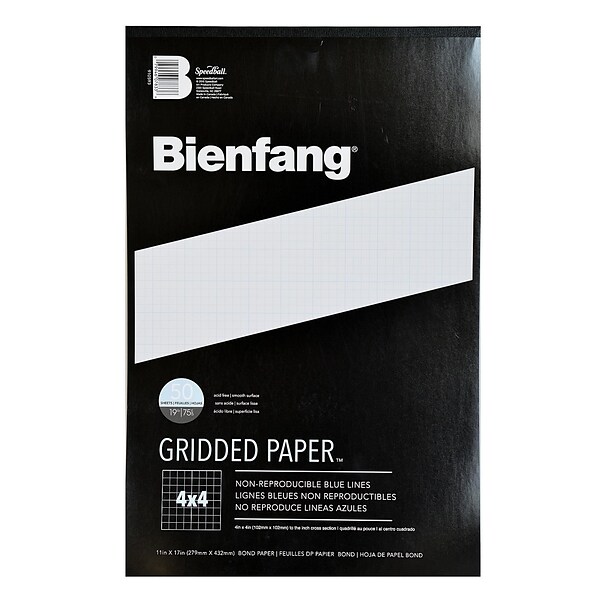 Bienfang Gridded Paper 4 X 4 11 In. X 17 In. Pad Of 50 [Pack Of 2] (2PK-910593)