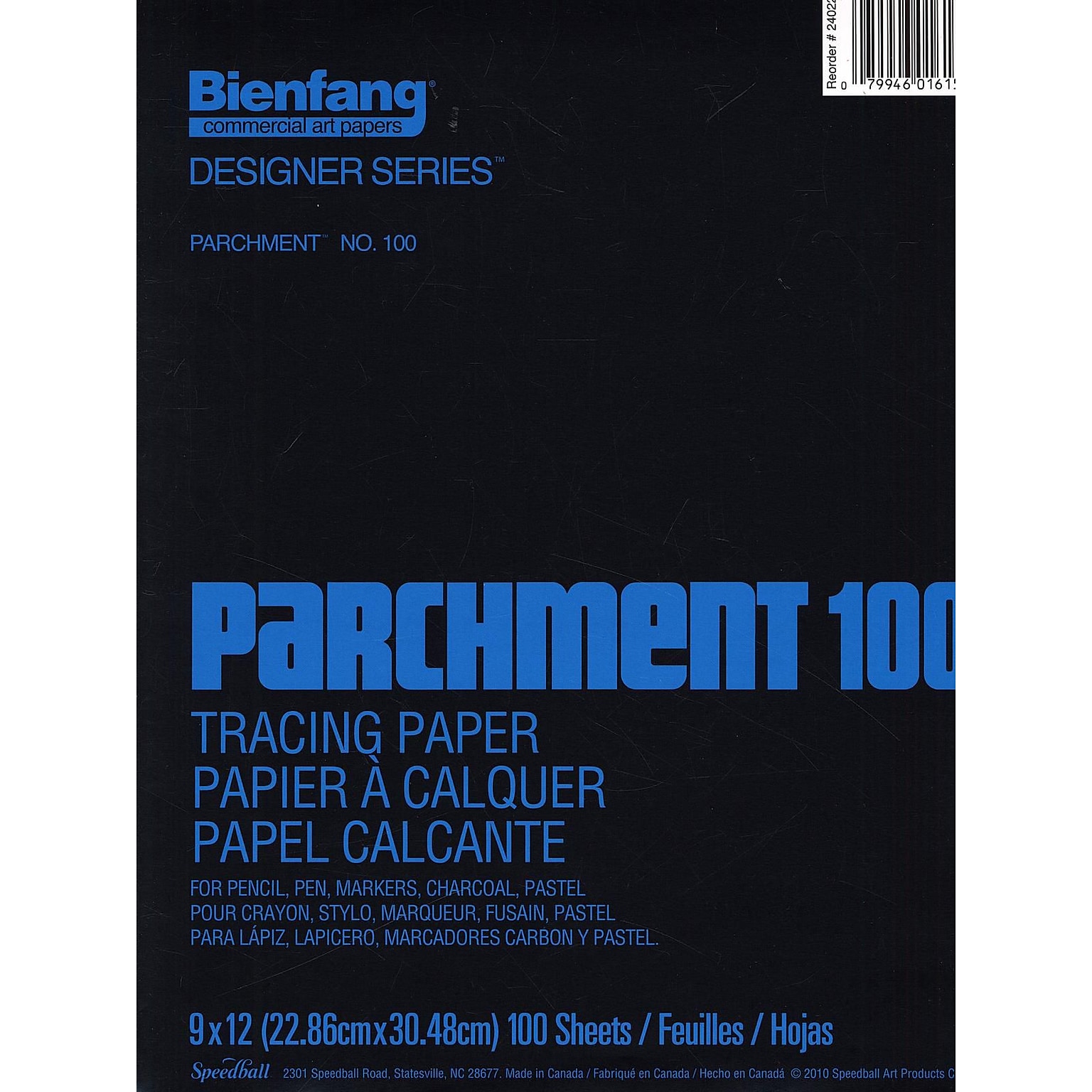 Bienfang Parchment 100 Tracing Paper 9 In. X 12 In. Pad Of 100 Sheets (240221)